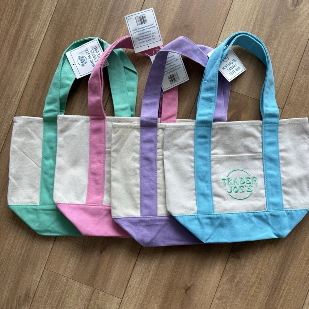 COPY - Trader Joe Pastel Canvas Tote Bag Set 2025 Easter NEW